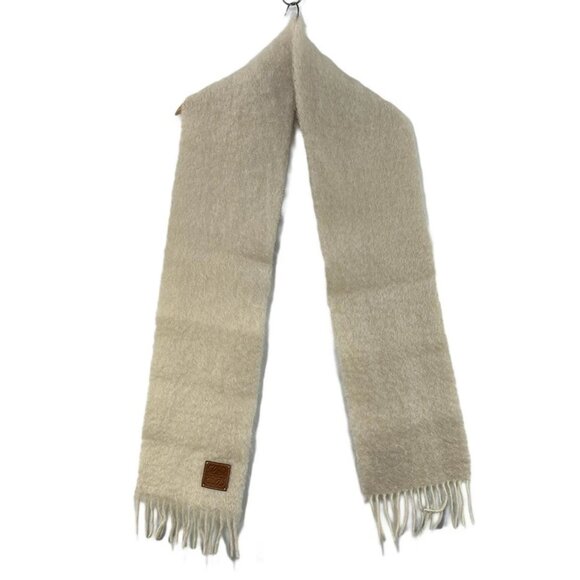 Auth LOEWE - Cream Mohair Wool Nylon Scarf - Picture 1 of 11